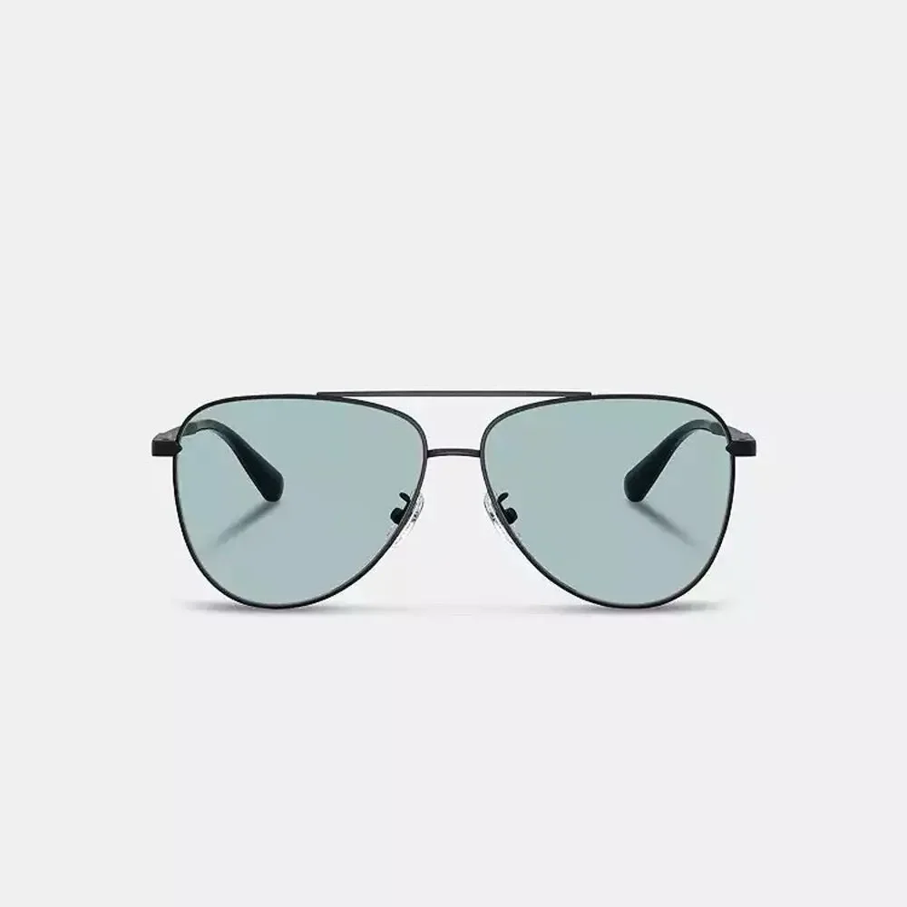 NWT Coach C Hardware Metal Pilot Sunglasses CAE96 Black/Blue